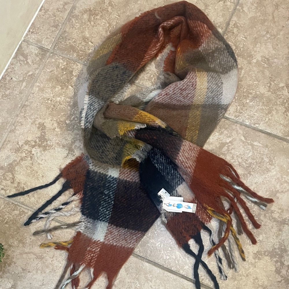 Plaid Fringe Scarf